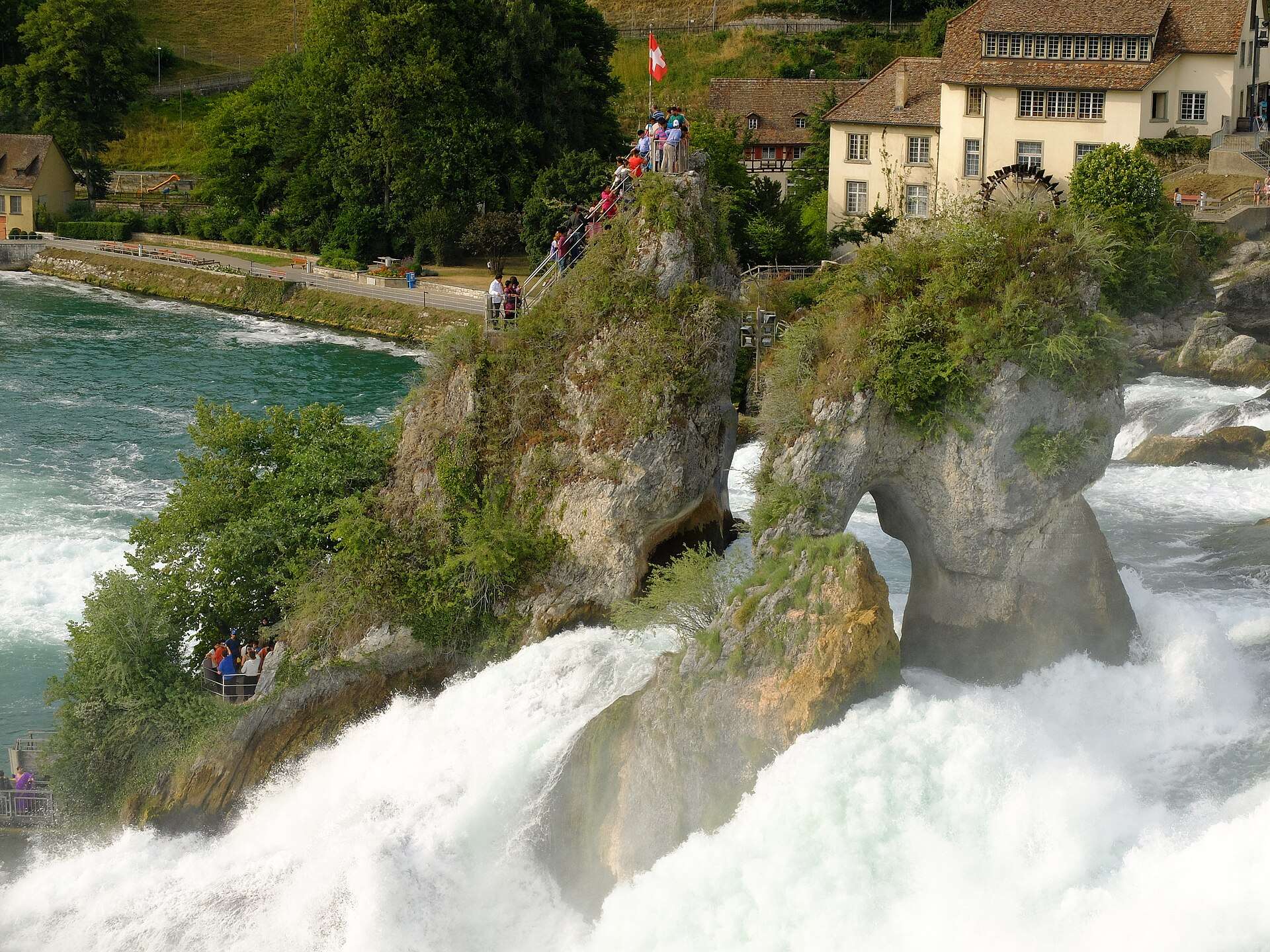 The rocks in the middle of the Rhine Falls
